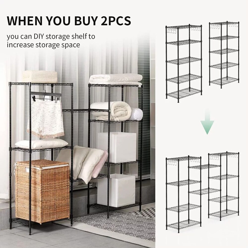 5 Tier Heavy Duty Adjustable Wire Shelving