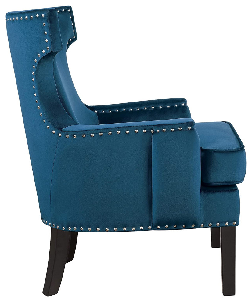 Mid Century Modern Accent Chair  Wingback Design With Nailhead Trim  Navy   Contemporary   Armchairs And Accent Chairs   by Declusia  Houzz