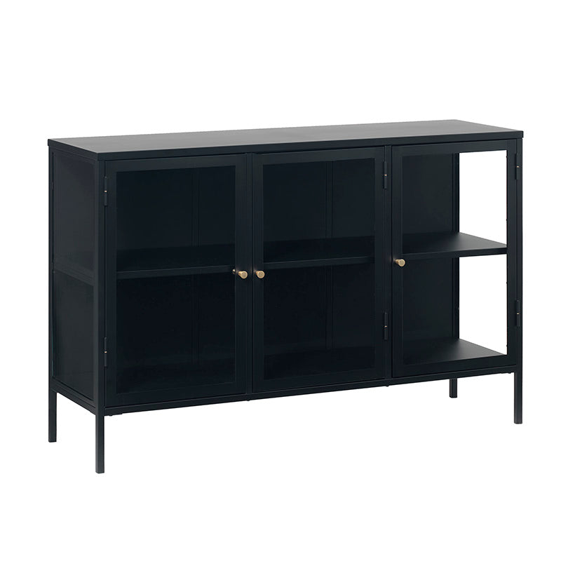 CARMEL 3 Glass Doors Sideboard 132cm - Black