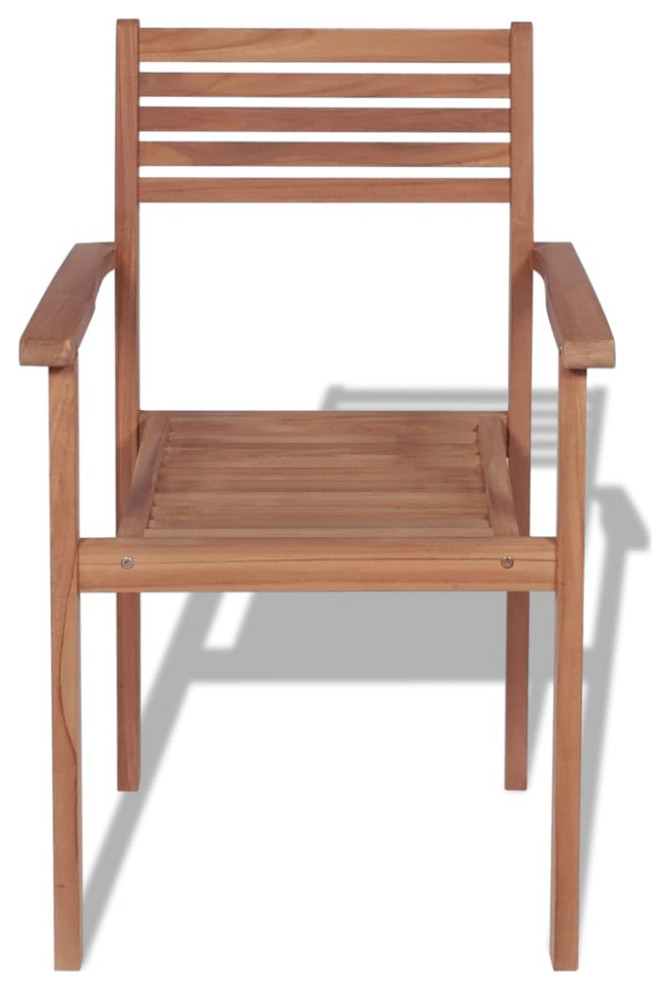 vidaXL 2x Solid Teak Wood Stackable Patio Chair Outdoor Garden Lounge Seating   Transitional   Outdoor Dining Chairs   by vidaXL LLC  Houzz