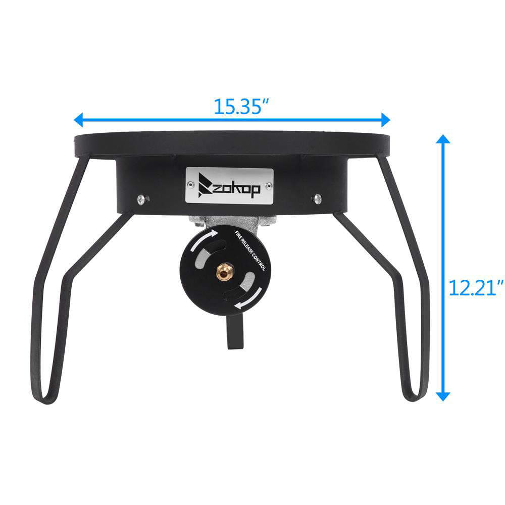 Ktaxon 0-20 Psi Regulator Propane 200,000BTU High Pressure Round Single Burner, Black 11.22"(Dia)