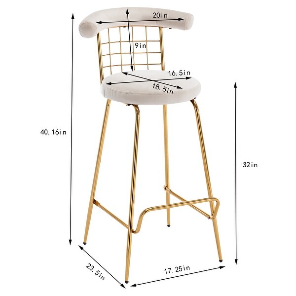 Bar Stool Set of 2，High Bar Stool with Metal Legs and Soft Back