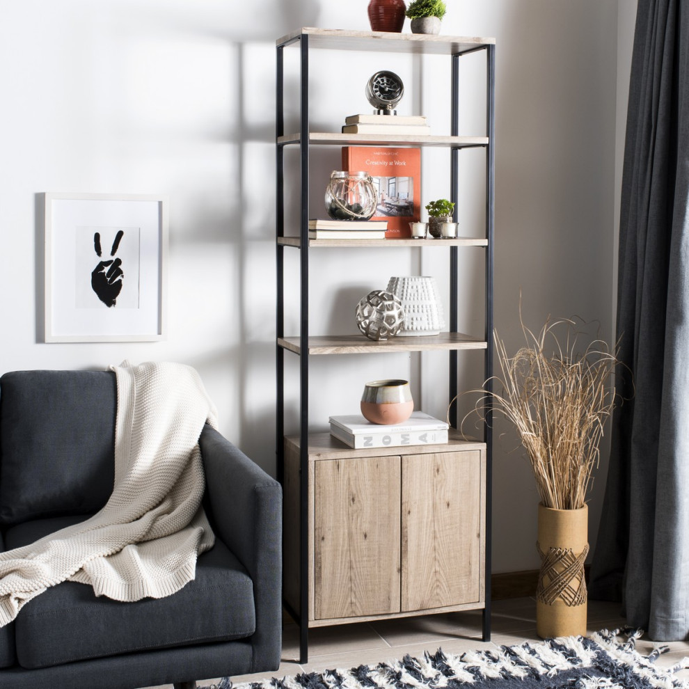 Addie Retro Mid Century Wood Etagere/ Bookcase Oak/Black   Modern   Bookcases   by Virgil Stanis Design  Houzz