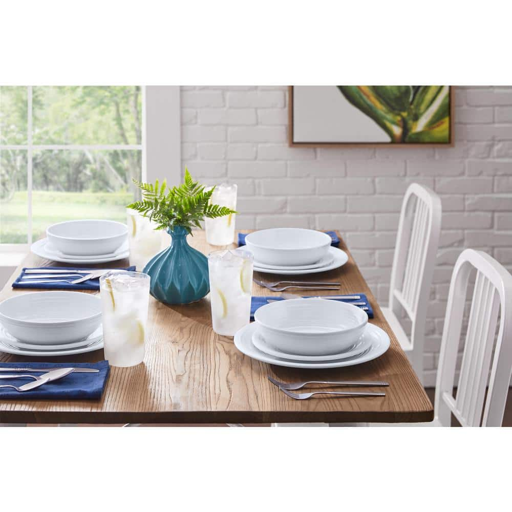 StyleWell Taryn Melamine Salad Plates in Ribbed Solid White (Set of 6) FF5879WHT