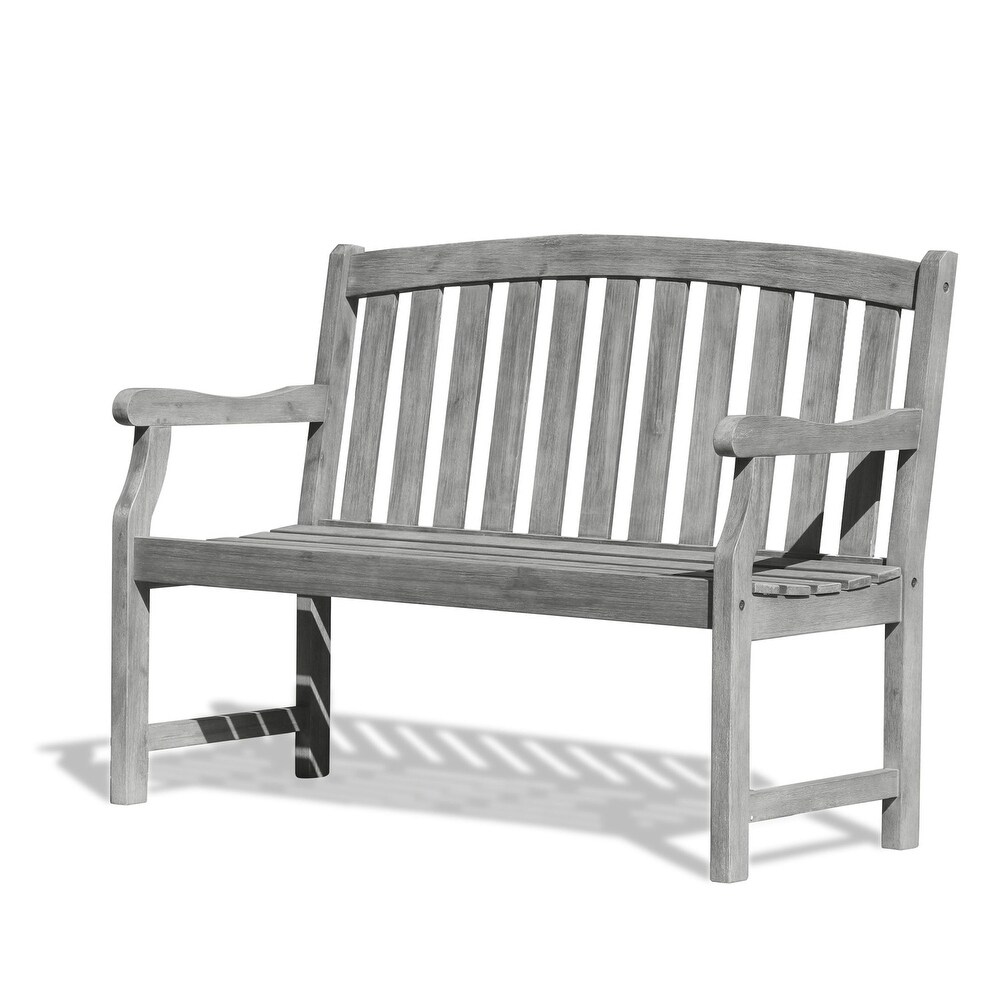 Vifah Renaissance Outdoor Patio 4 foot Hand scraped Wood Garden Bench   48\