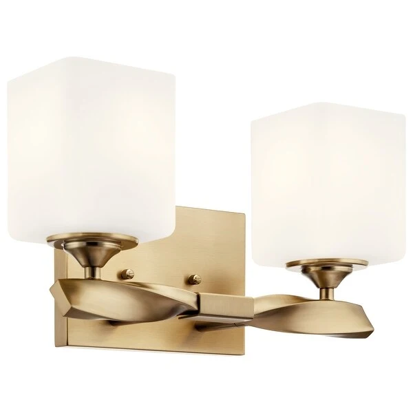 Kichler Lighting Marette 13.5 in. 2-Light Champagne Bronze Vanity Light with Satin Etched Cased Opal Glass