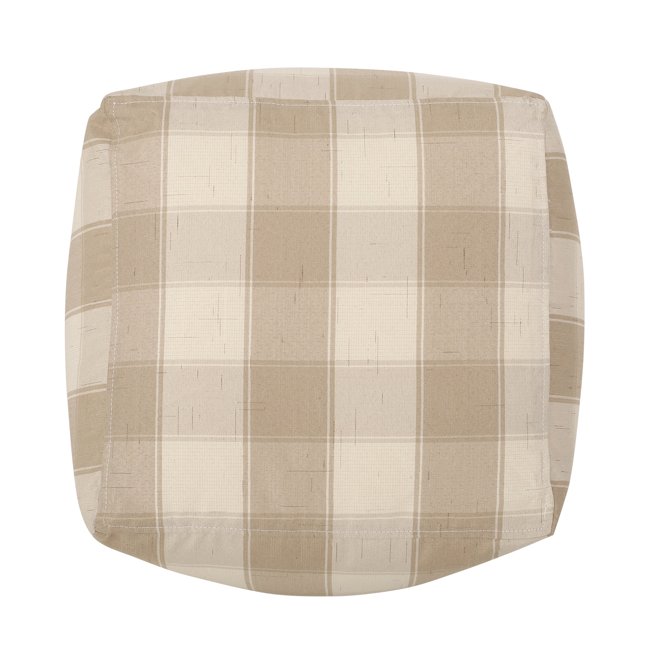 Prestage Modern Fabric Checkered Cube Pouf