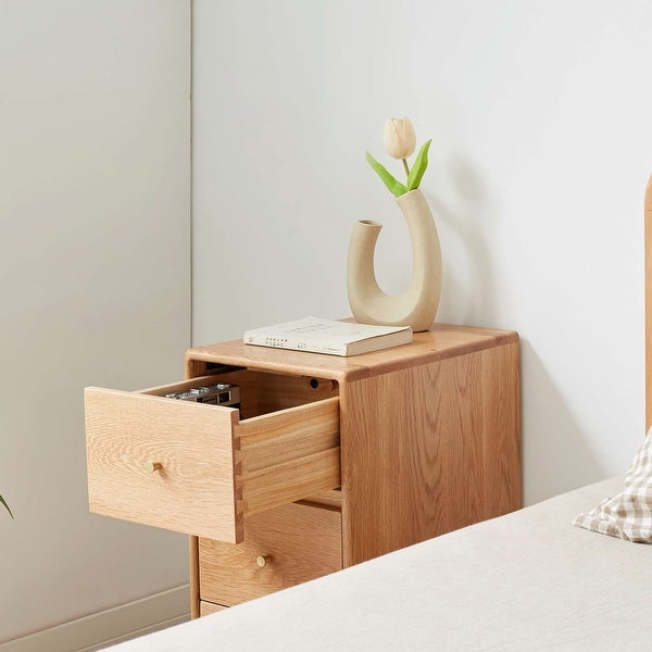 Solid Oak Bedside Table Storage Cabinet