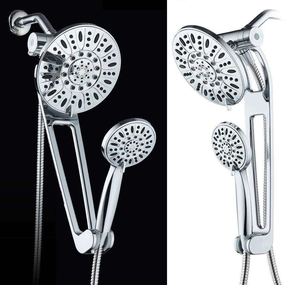 Hotel Spa 48-spray 7 in. High PressureDual Shower Head and Handheld Shower Head in Chrome 9782