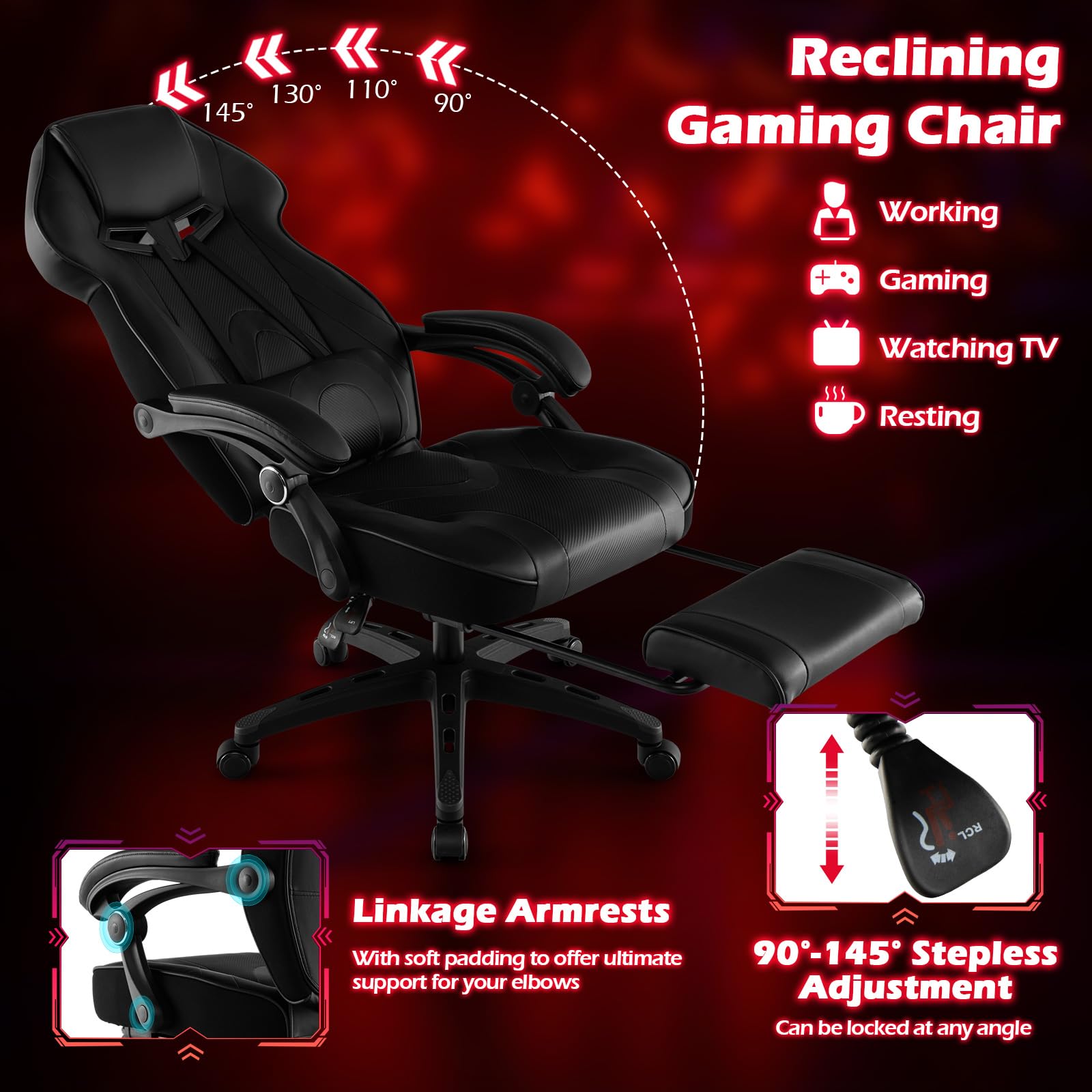 Giantex Gaming Chair with Footrest for Adults