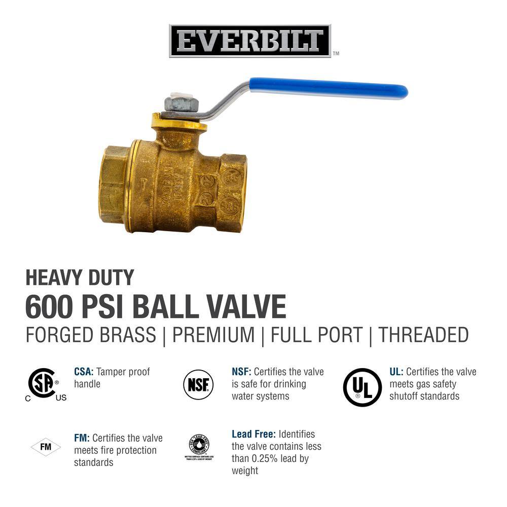 Everbilt 34 in. Brass FPT Full Port Ball Valve 107-404EB