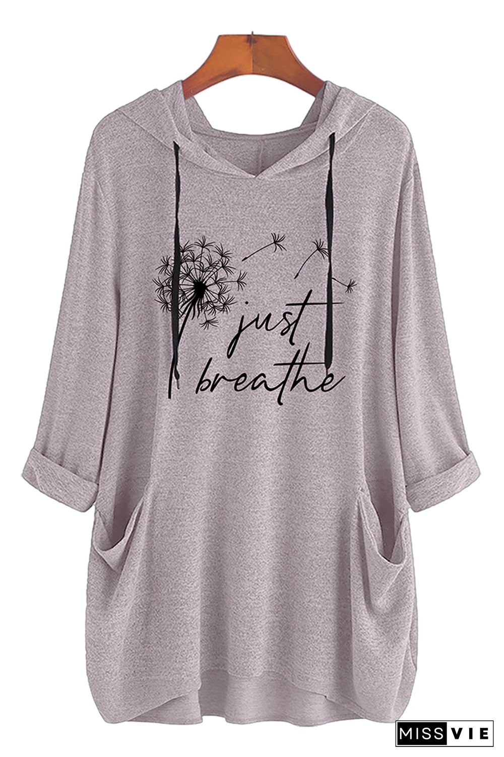 Just Breathe Dandelion Long Sleeves Hooded Dress Wholesale