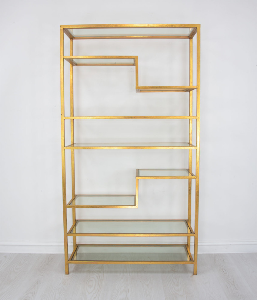 Safari Gold Bookcase Shelf   Contemporary   Bookcases   by Rustic Home Furniture Deco  Houzz