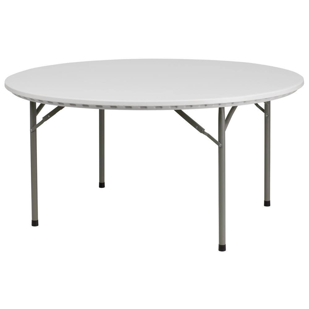 Carnegy Avenue 60 in. Granite White Plastic Tabletop Metal Frame Folding Table CGA-RB-5462-GR-HD