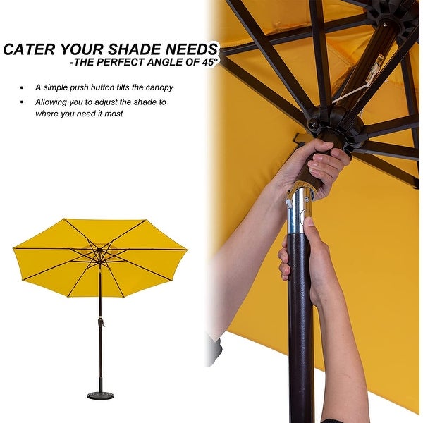 10FT Patio Umbrella Table Market Umbrella with Push Button Tilt， Polyester Canopy Shade - Overstock - 34180980