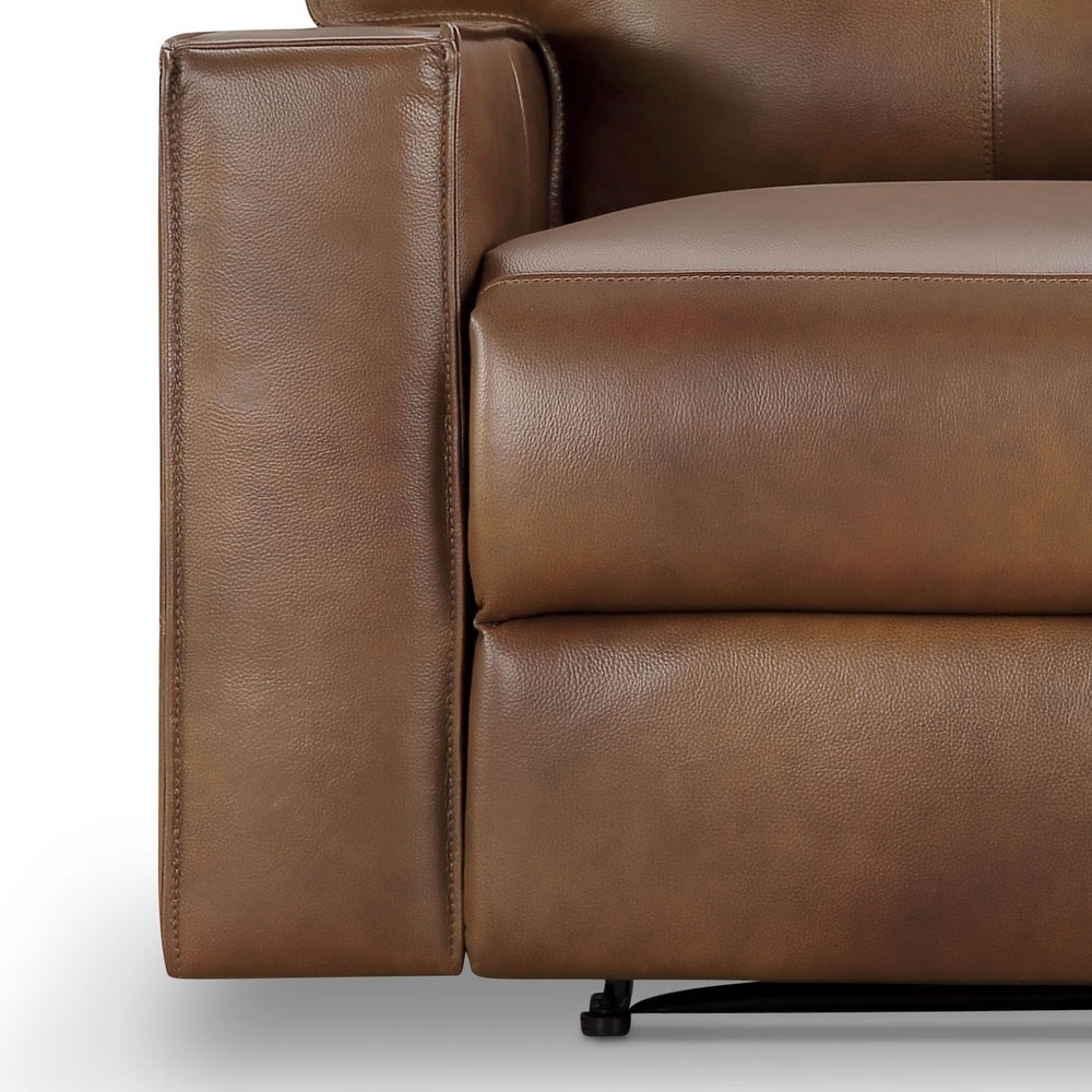 Abbyson Easley Top Grain Leather Dual Power Reclining Sofa