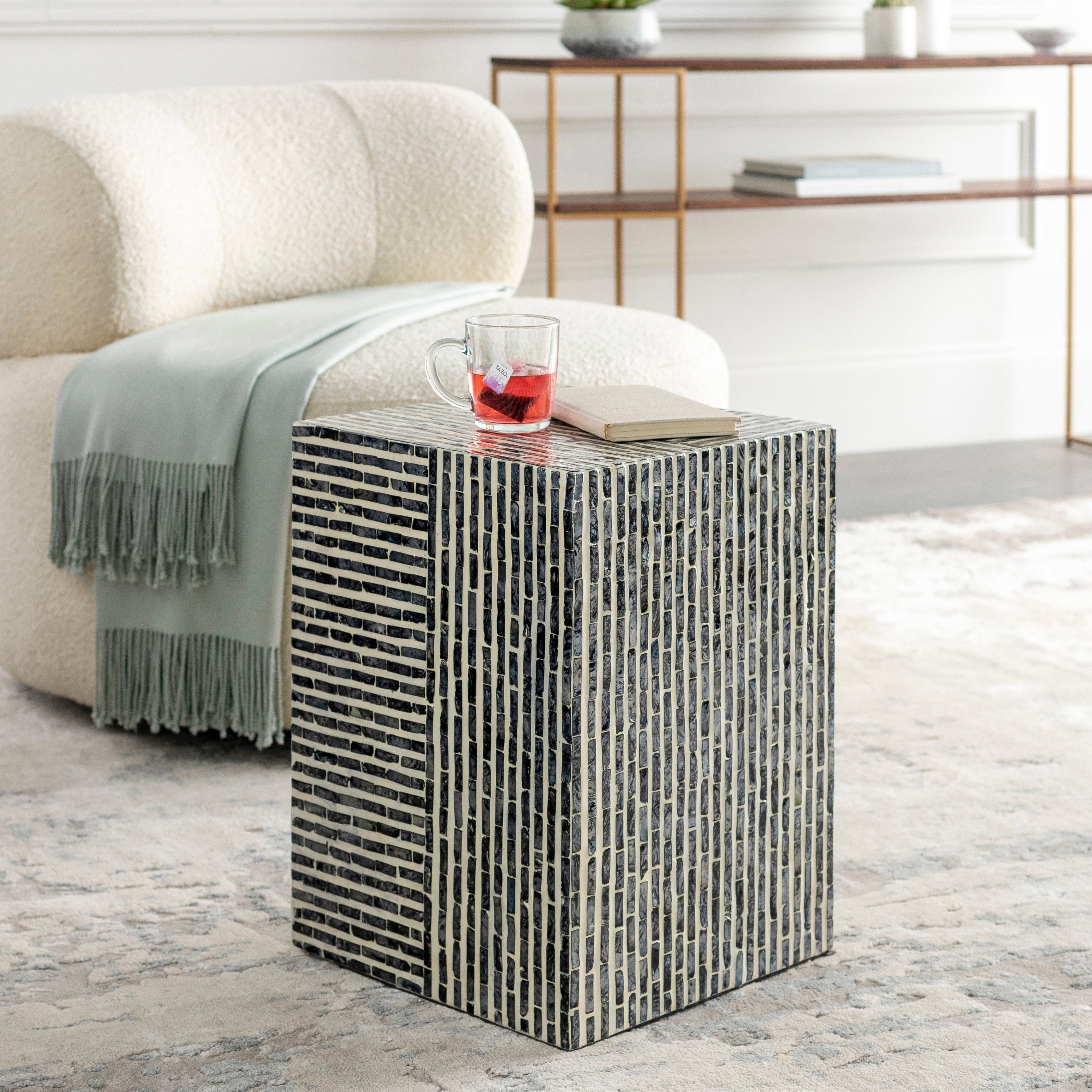 Akane Shell Geometric 19-inch End Table