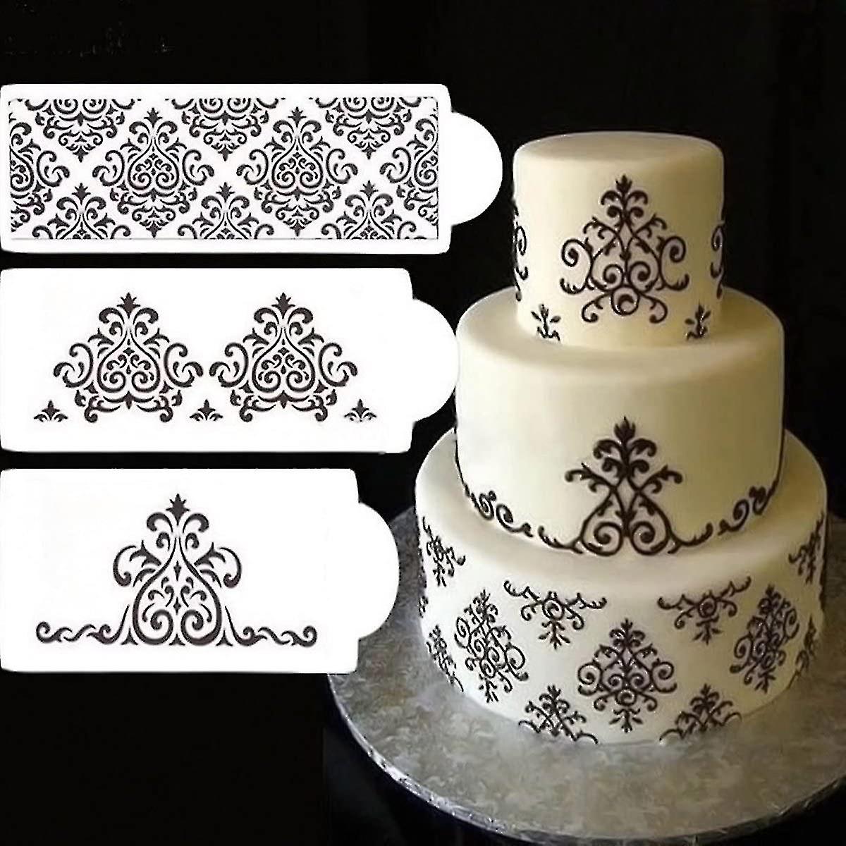 6pcs Cake Stencils， Stencil Spray Art， Wedding Cake Chocolate Sugar Sieve Decor Ornate Tools， Flower Template Decoration Mold， White