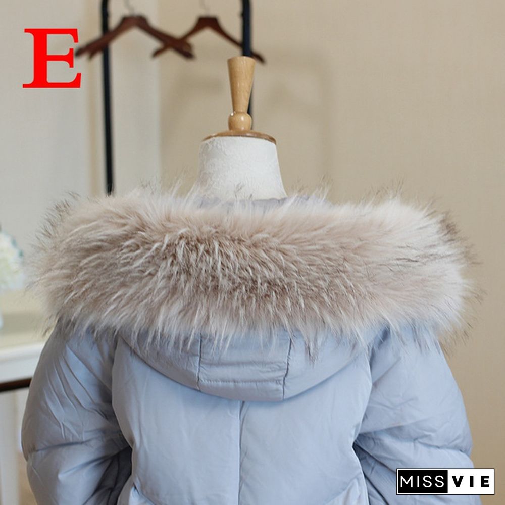 Fashion Winter Faux Fur Collar Down Coat Overcoat Women Scarf Jacket Hood Fur Decor Warm Thicken