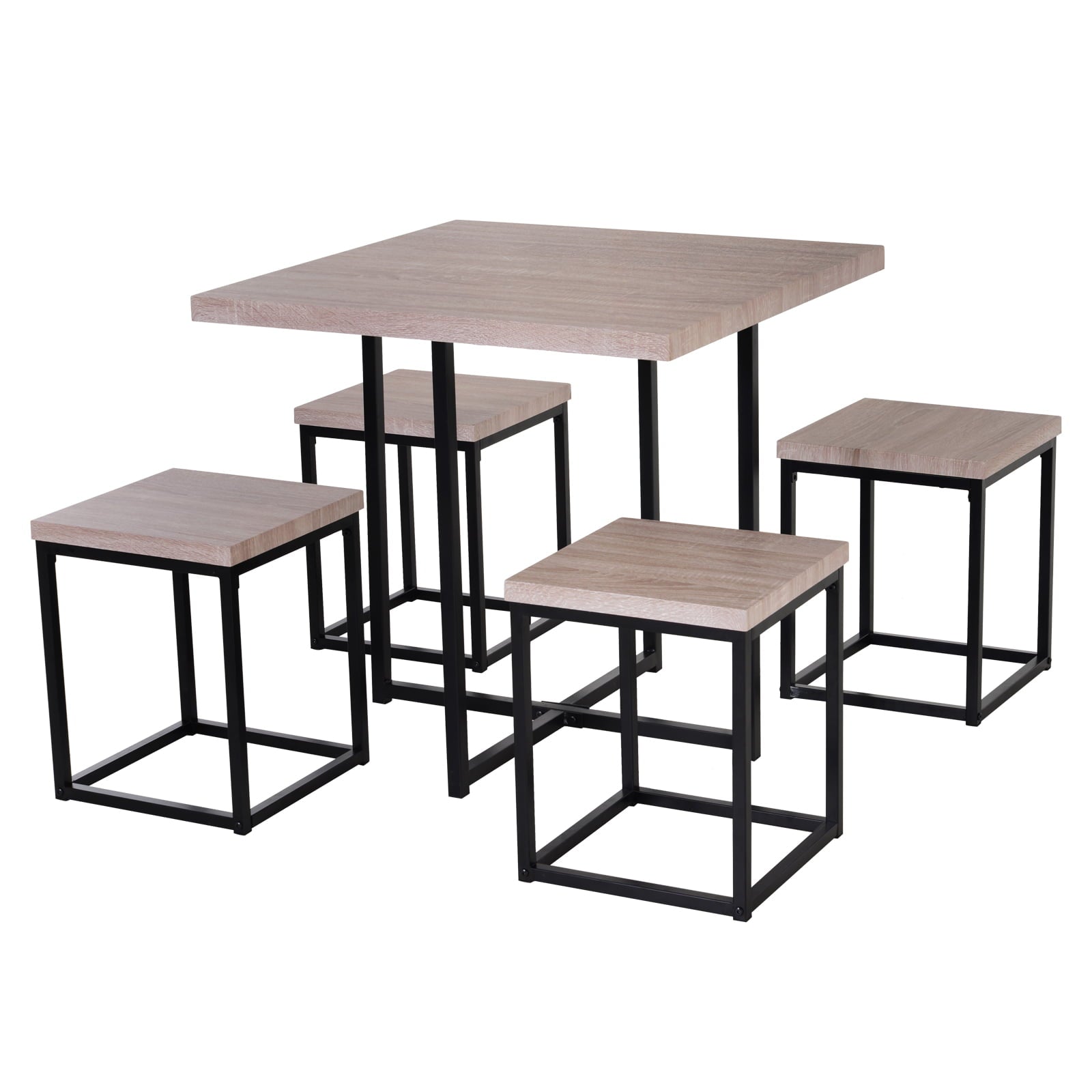 HOMCOM 5pcs Kitchen Dining  Set Wood Bar Table Chair Home Furniture