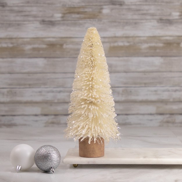 Glittered Cream Sisal Christmas Tree Decoration