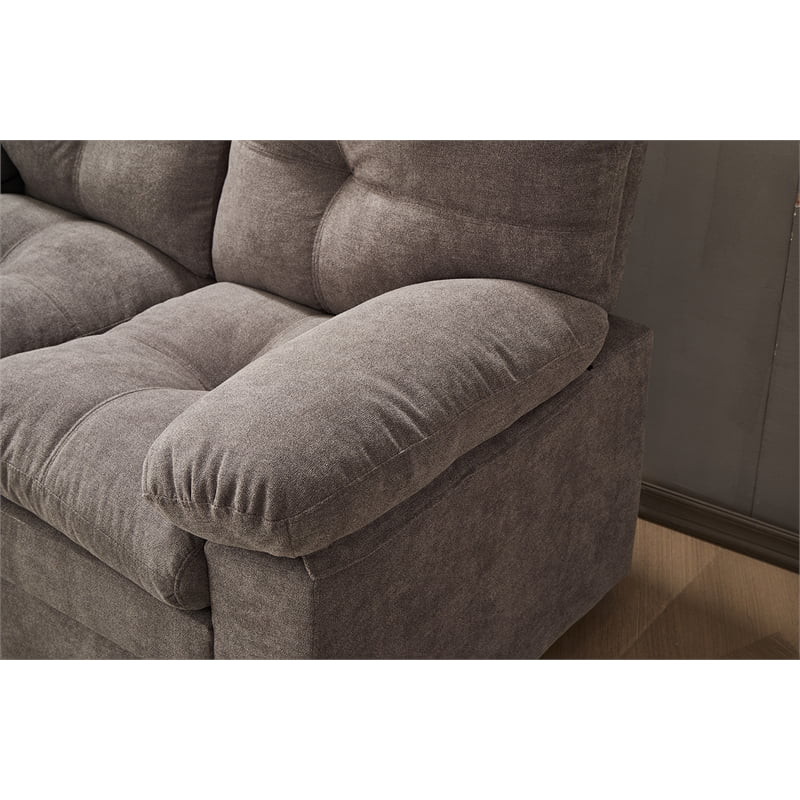 Kingway Furniture Plaencia Linen Living Room Sofa in Light Gray