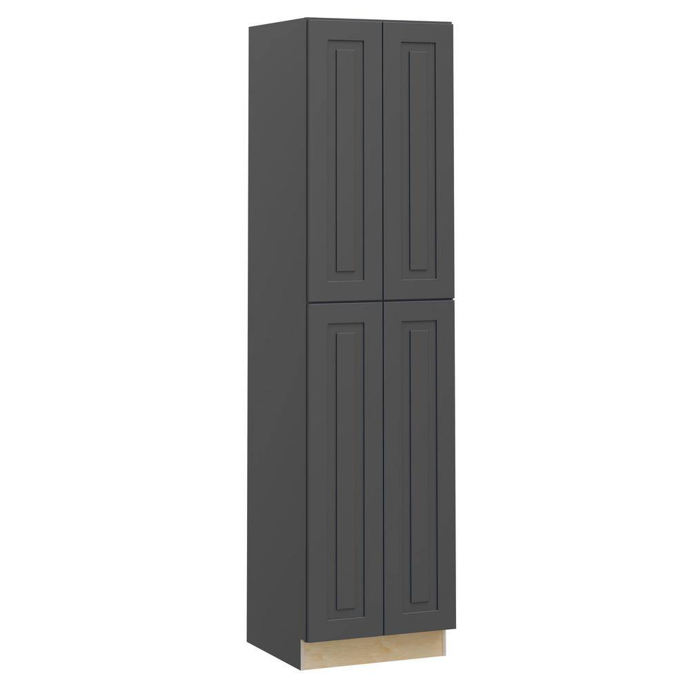 Home Decorators Collection Grayson Deep Onyx Plywood Shaker Stock Assembled Pantry Utility Kitchen Cabinet Soft Close 24 in. x 96 in. x 24 in. U242496-GDO