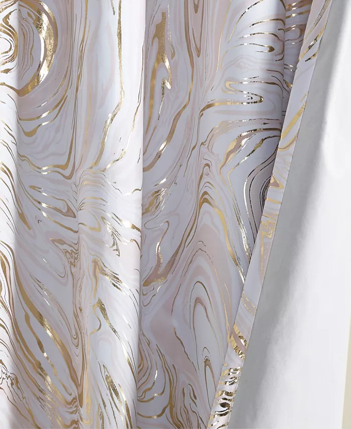 Intelligent Design Rebecca Grommet Top Printed Marble Metallic Total Blackout Curtain  50 W x 84 L