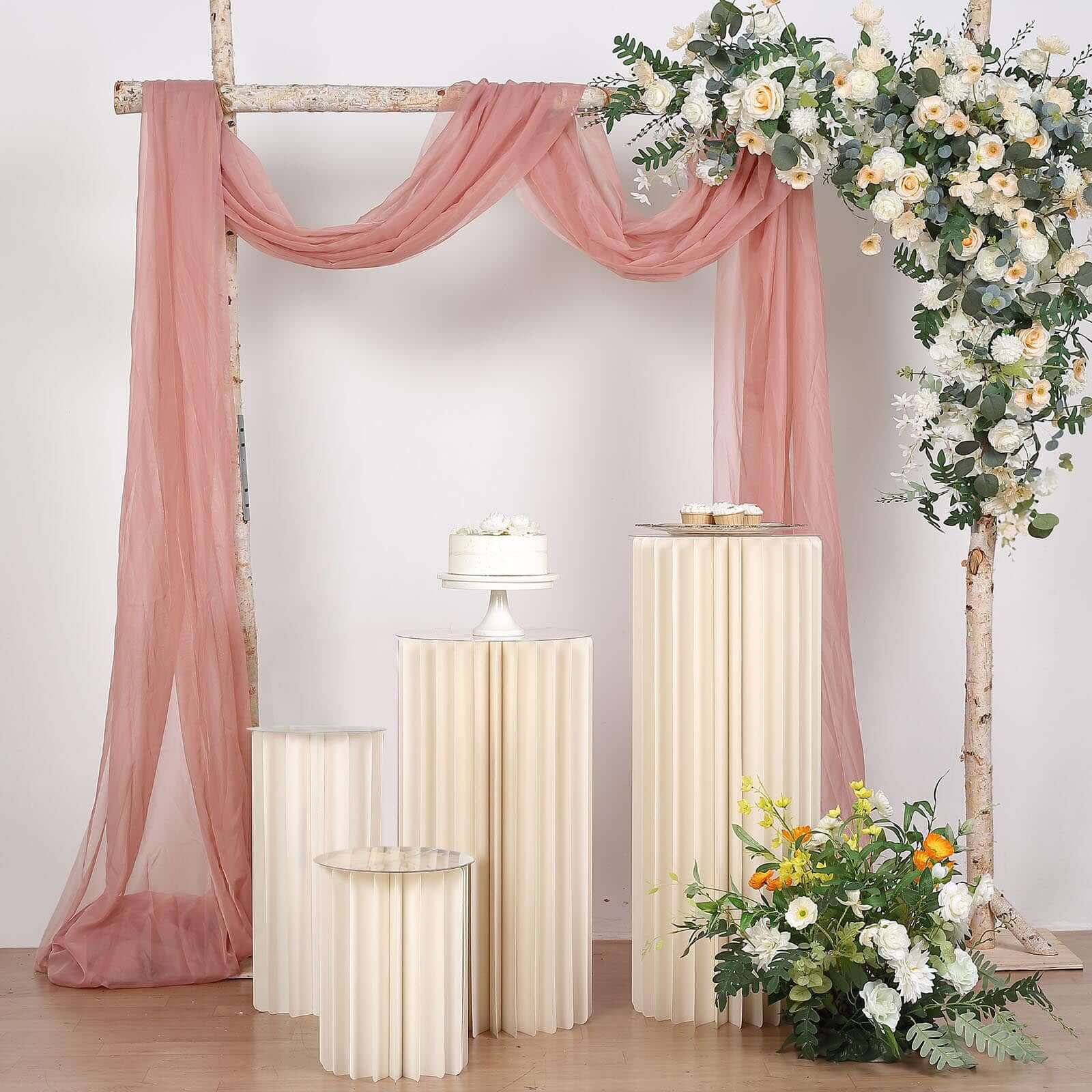 Ivory Cylinder Pillar Pedestal Stand, Display Column Stand With Top Plate 16