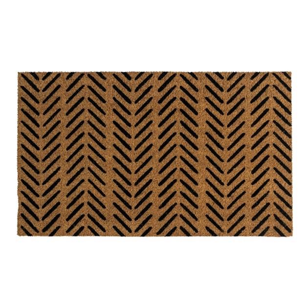 Fishbone Indoor outdoor Coir Doormat Black natural Entryways