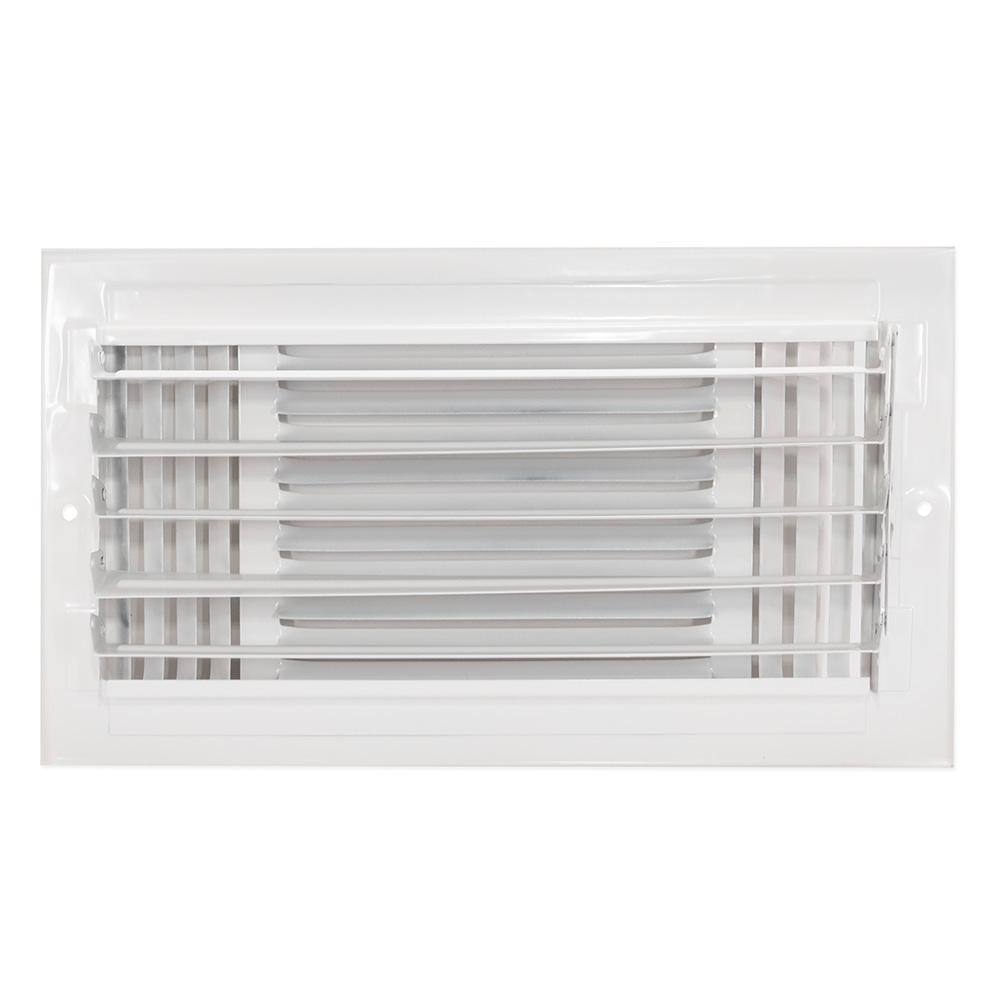 EZ-FLO 12 in. x 6 in. 3-Way Steel WallCeiling Register  White 61615