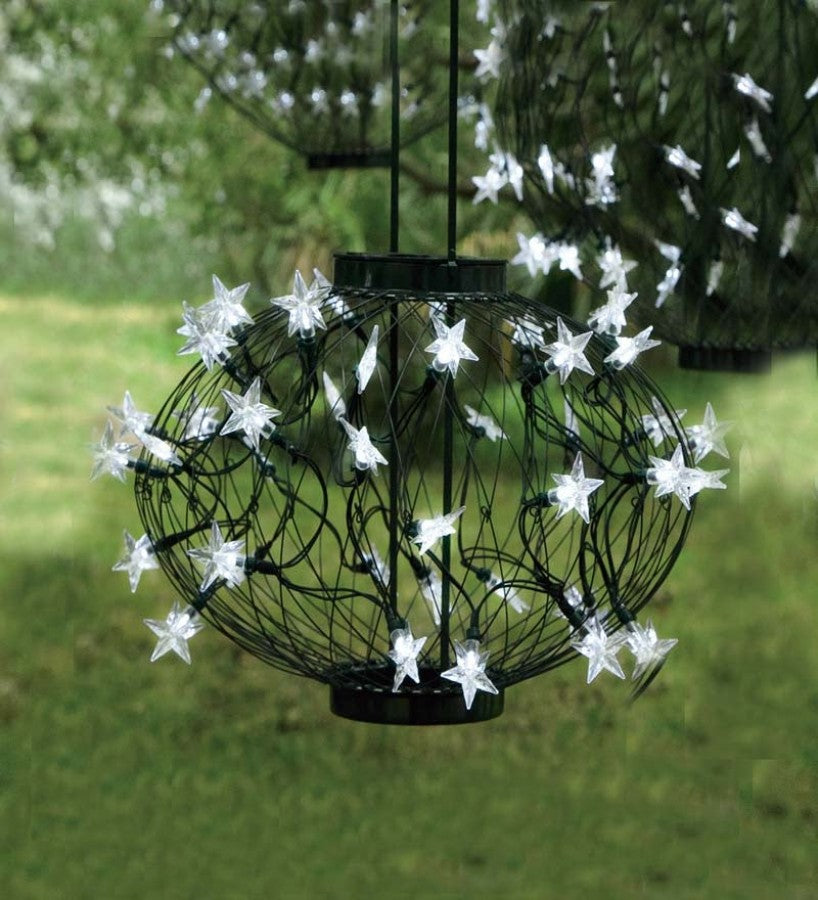 Plow and Hearth Small Green Solar Star Lantern