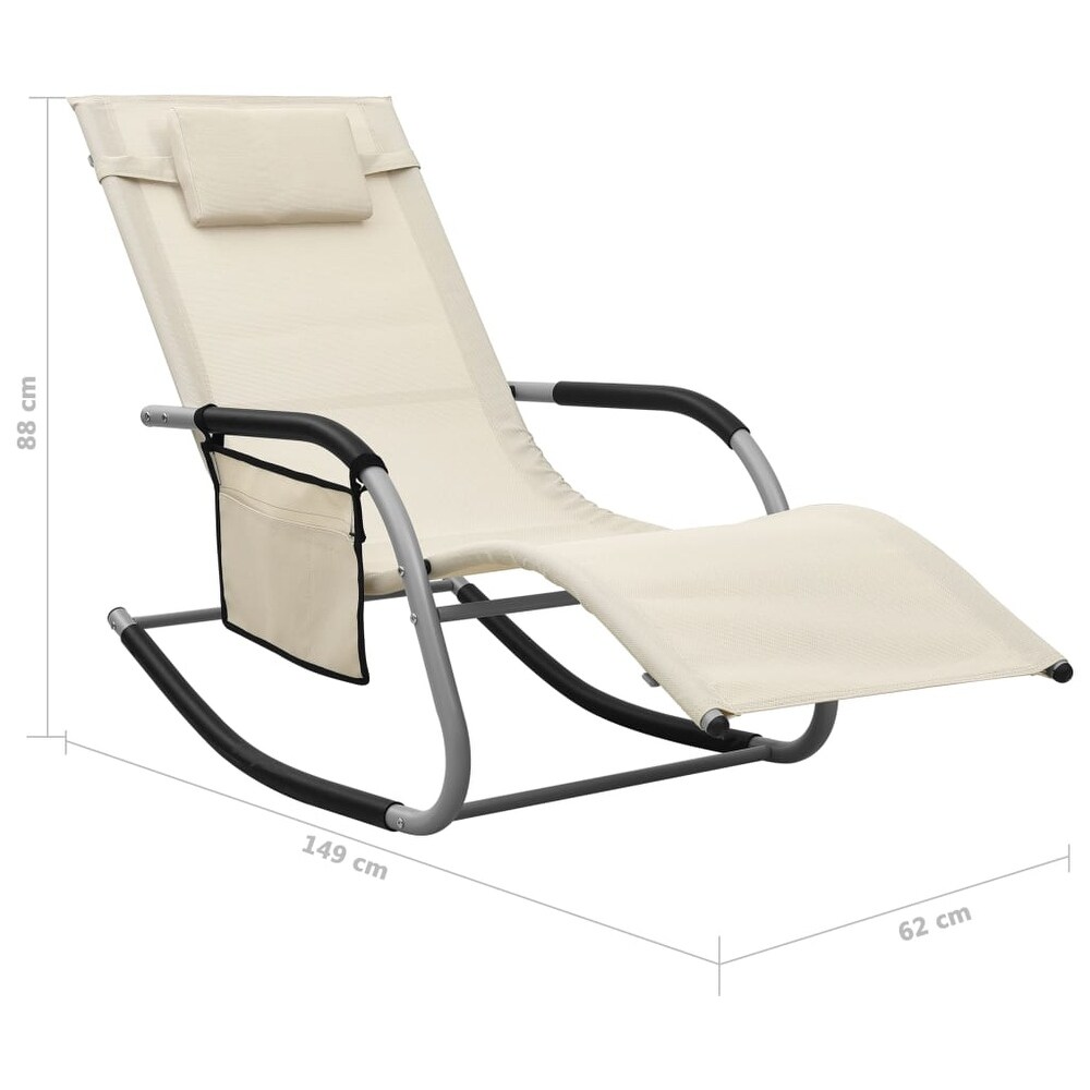 vidaXL Sun Loungers 2 pcs Textilene Cream and Gray