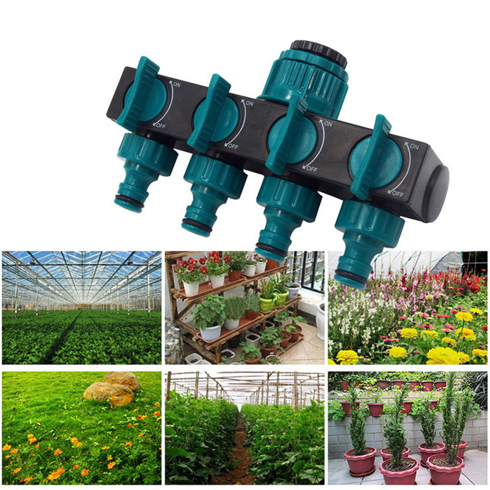 Anself 4 Way Hose Splitter， Hose Splitter for Garden 4 Way Shut Off Valve Hose Nozzles Water Tap Converter Connector Splitter Hose Adapter Garden Irrigation Watering Tool