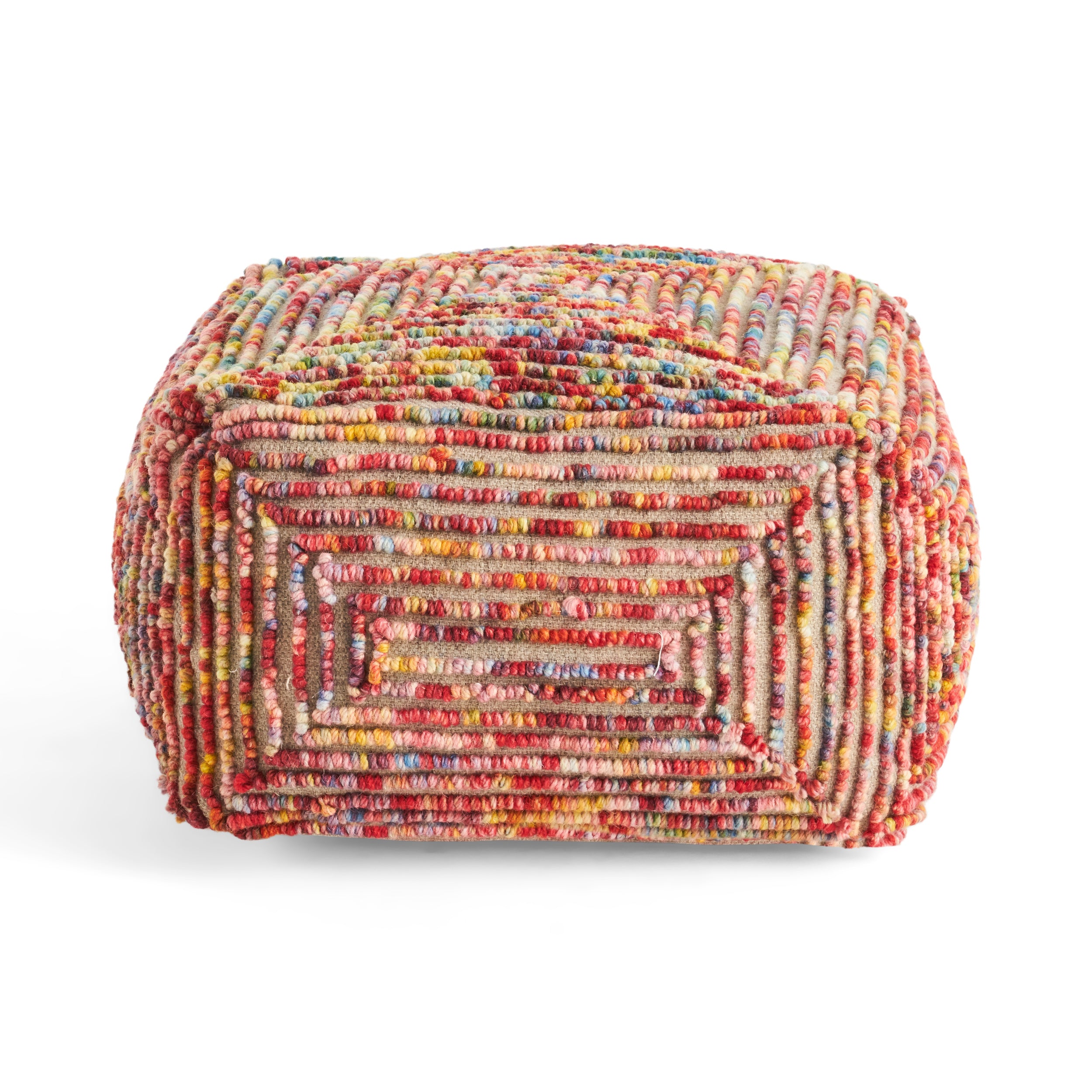 Jaylee Boho Wool Ottoman Pouf