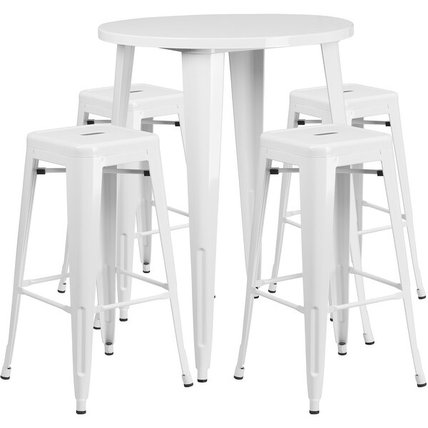 30-inch Indoor/ Outdoor 5-piece Round Metal Table and Stools Set