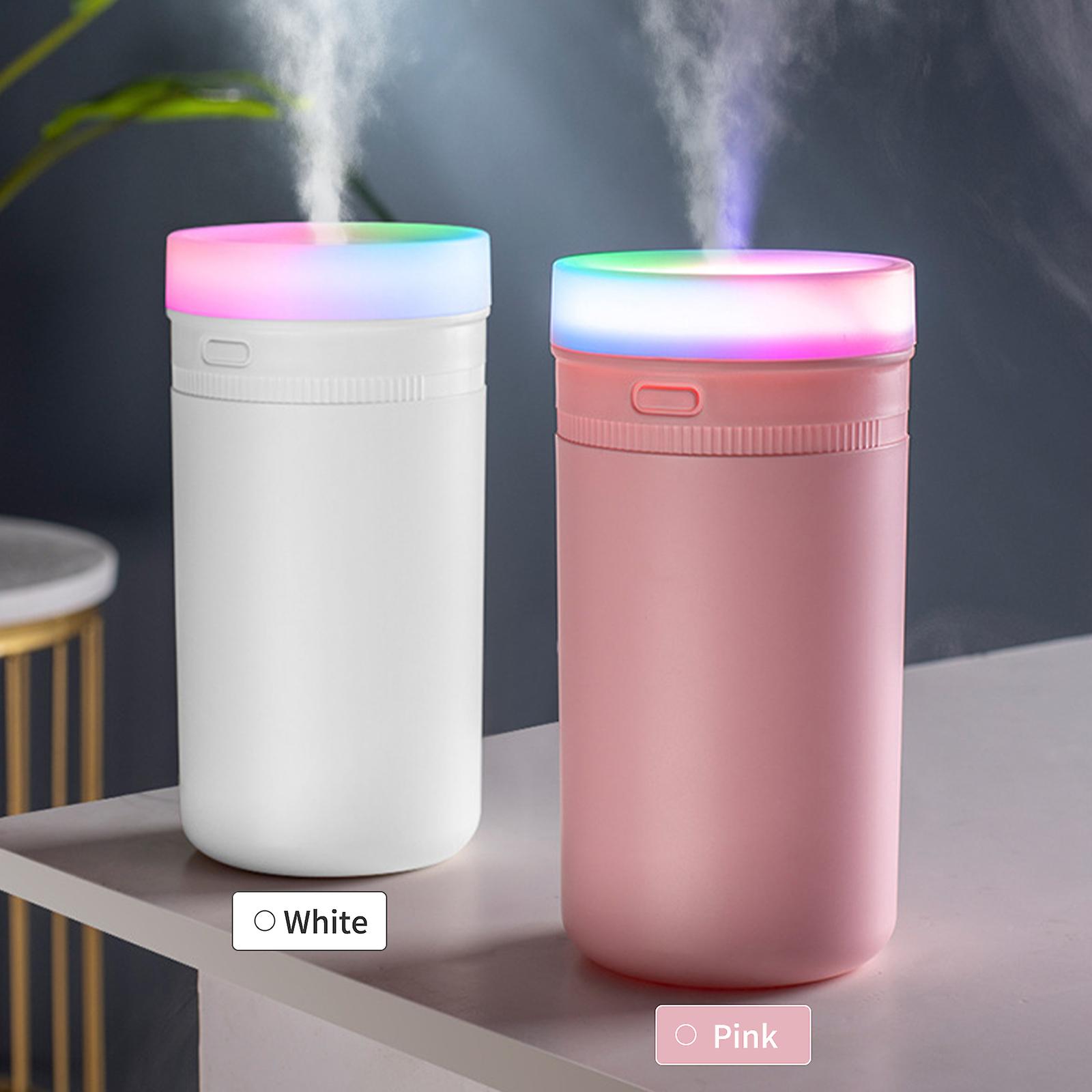 White 450ml Colorful Mist Humidifier Diffuser Portable 7-color Night Light Quiet Usb Humidifier With Auto-off 2 Mist Modes Cool Mist For Desktop Car H