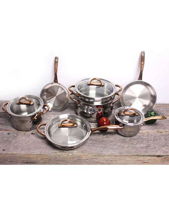 BergHOFF Ouro 18 10 Stainless Steel 5 Piece Starter Cookware Set with Glass Lids