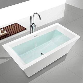 Vanity Art Strasbourg 59 in. Acrylic Flatbottom Freestanding Bathtub in White VA6817