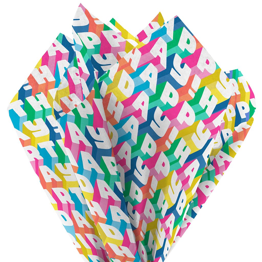 Hallmark  Angled All-Caps Happy Birthday Tissue Paper, 6 Sheets