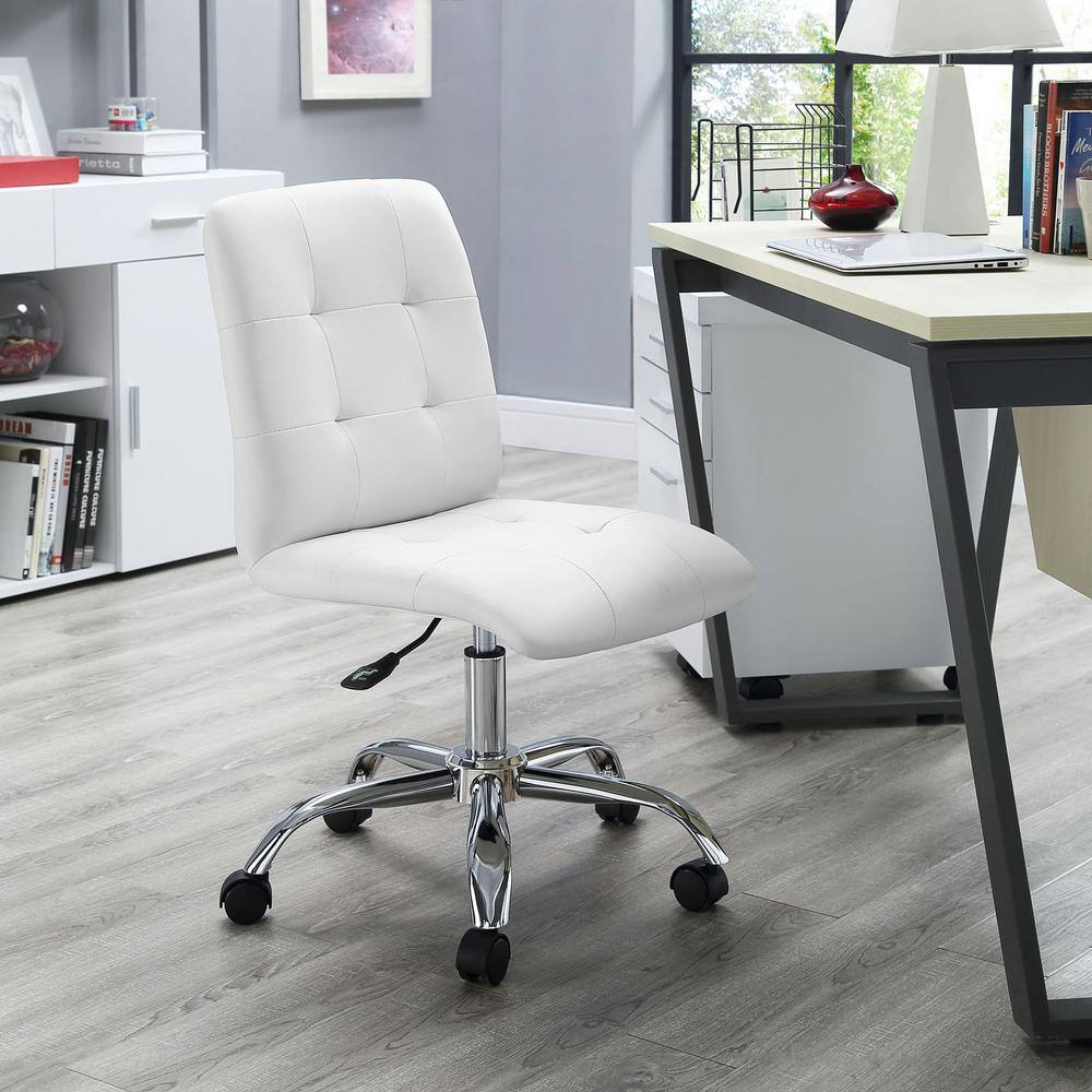 MODWAY 23.5 in. Width Standard White Faux Leather Task Chair with Swivel Seat EEI-1533-WHI