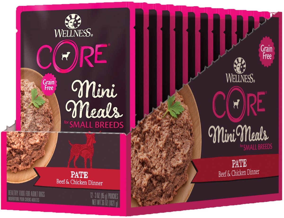 Wellness CORE Grain-Free Small Breed Mini Meals Beef and Chicken Pate Dog Food Pouches