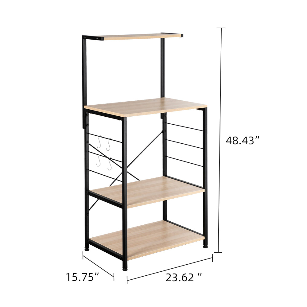 Wooden Kitchen Shelf ， Baker's Rack 4 Tier Shelves Brown Color