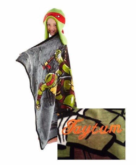 TMNT Teenage Mutant Ninja Turtles HoodiWinks Blanket Throw Helmut Hat - Personalized