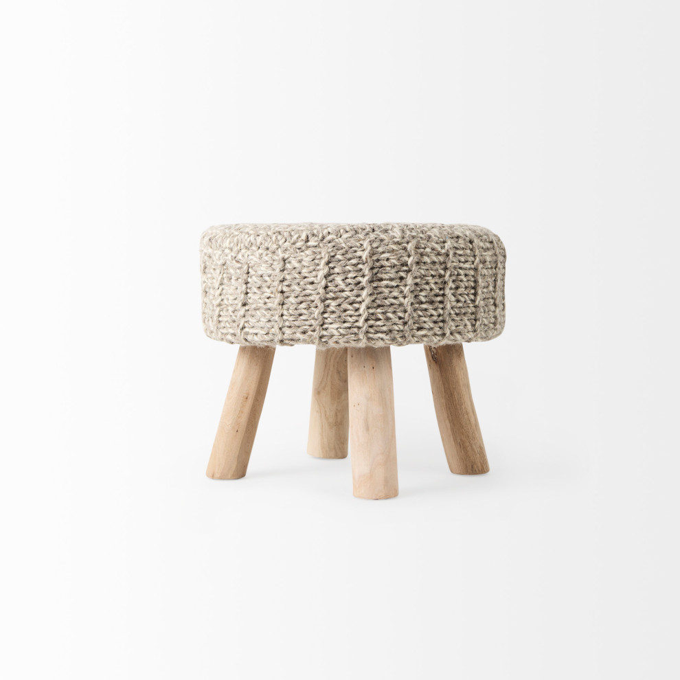 Bina Taupe Wool 4 Legged Stool   Scandinavian   Footstools And Ottomans   by Mercana  Houzz