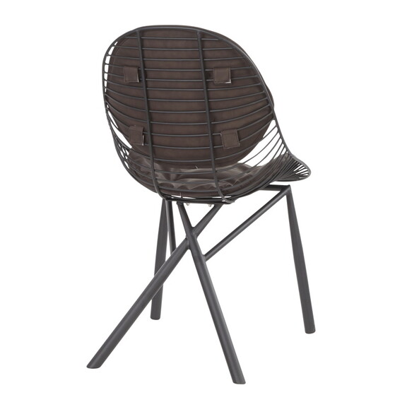 Wired Contemporary Chair in Black Metal with Espre...