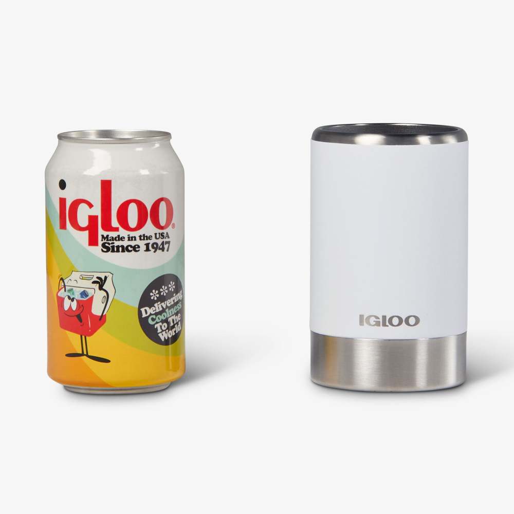 Igloo Coolmate Reusable Can Cooler Stainless Steel White 12oz ;