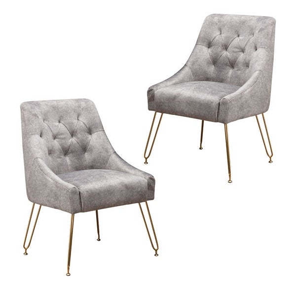 2 pcs Velvet Upholstered Accent Chairs - N/A