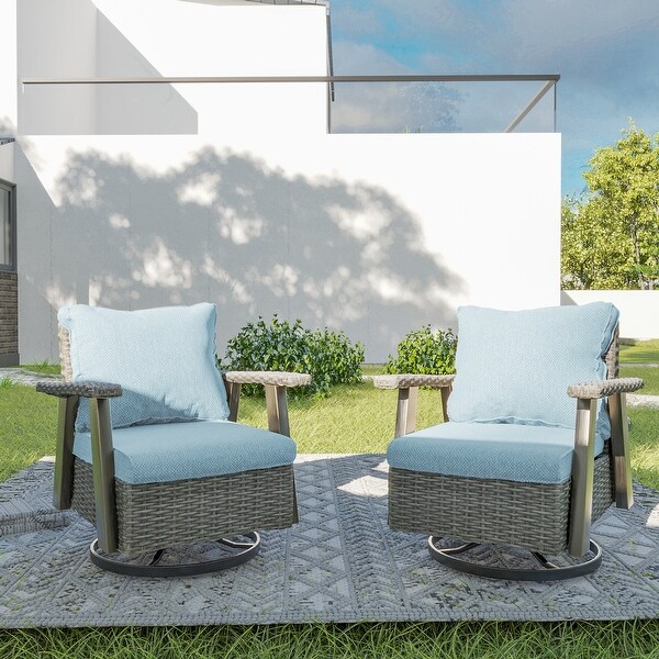 Cozywor Wicker Patio Outdoor Swivel Rocking Chair (Set of 2)