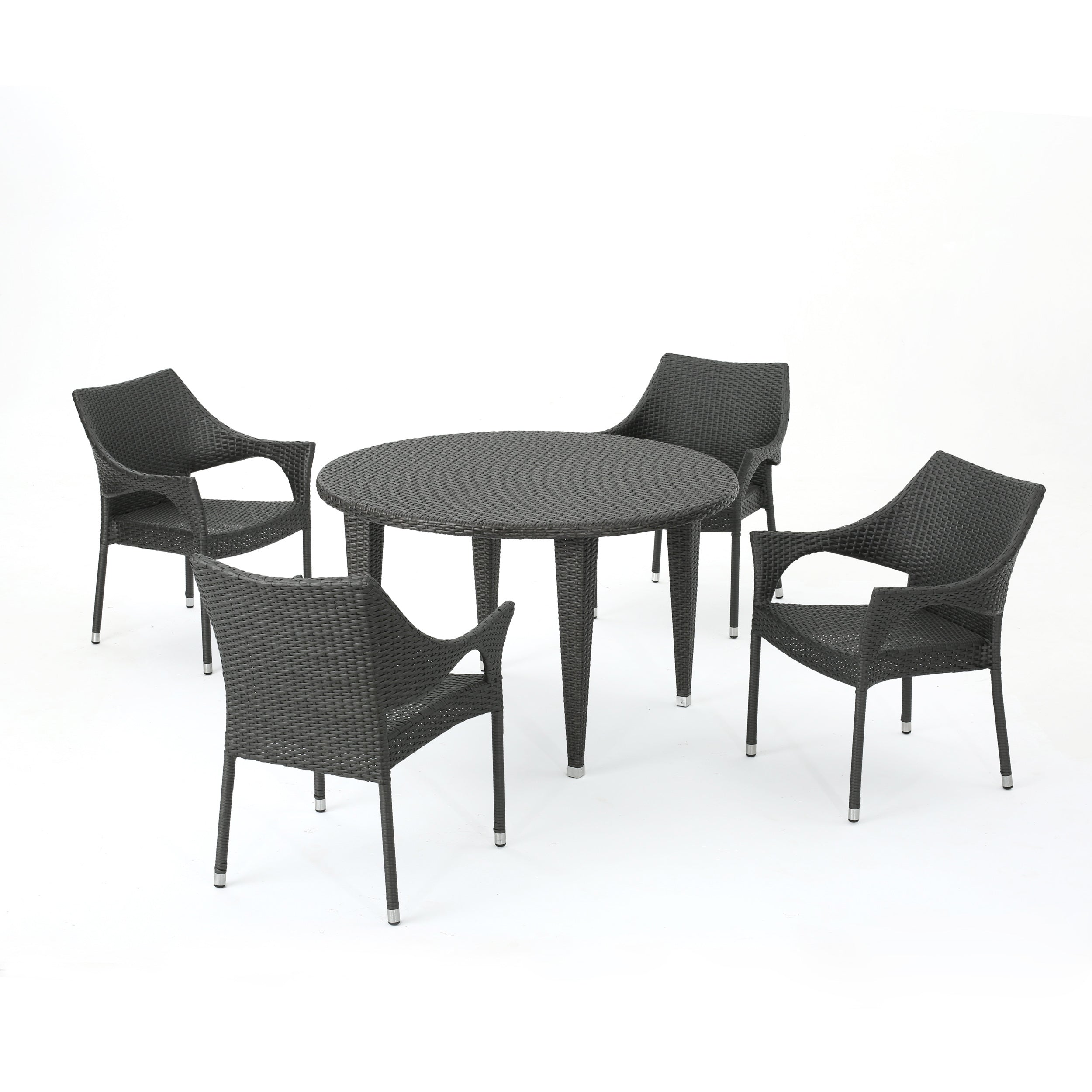 Sun & Moon Outdoor 5 Piece Wicker Circular Dining Set